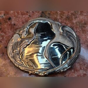 CHARMANT of Beverly Hills California Egret Or Heron Birds Gold Tone 80s Buckle